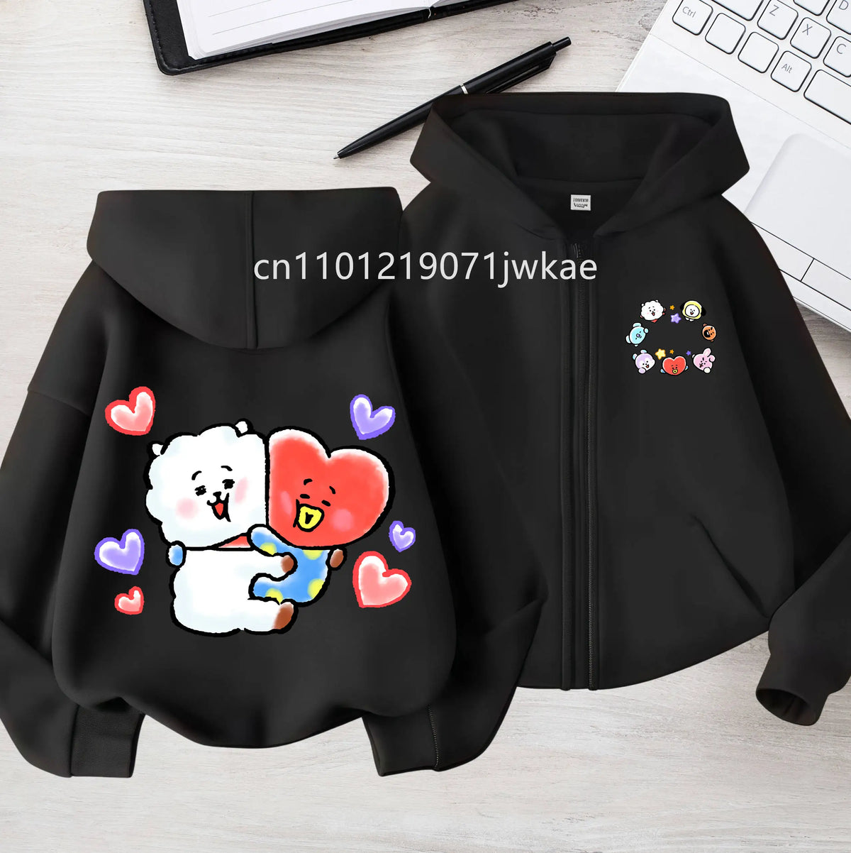 Tee Cute BT21 Mang Inspired Zipper Hoodie 3-12 Year Hoody Coat