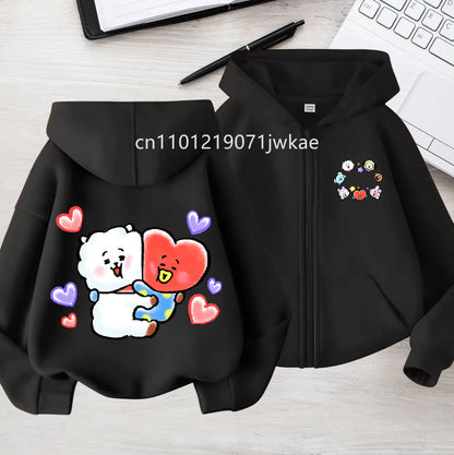 Tee Cute BT21 Mang Inspired Zipper Hoodie 3-12 Year Hoody Coat