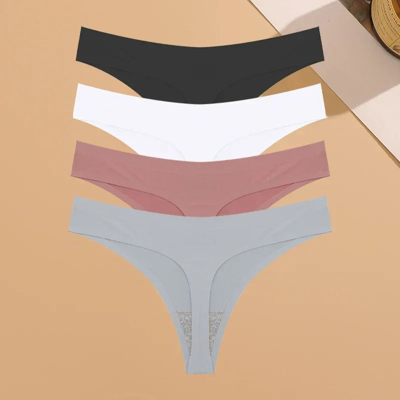4PCS Ultra-thin Seamless Sexy Ice Silk Lingerie