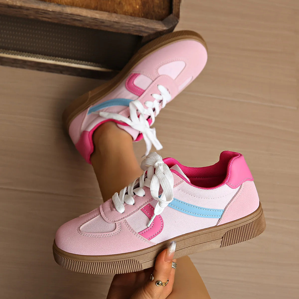 Flat Bottom Mixed Colors Rubber Sole Sneakers