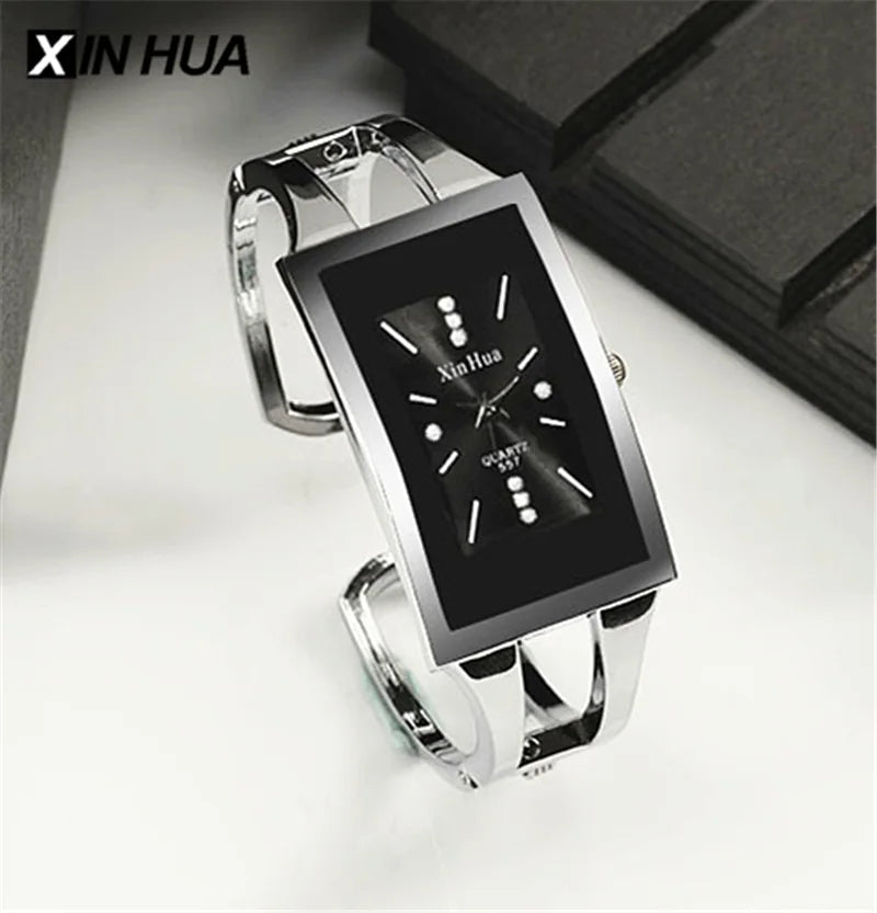Bracelet Exquisite Quartz Crystal Silver Elegant Stainless Steel Watch