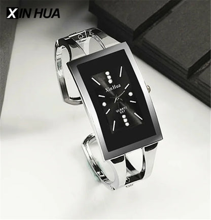Bracelet Exquisite Quartz Crystal Silver Elegant Stainless Steel Watch