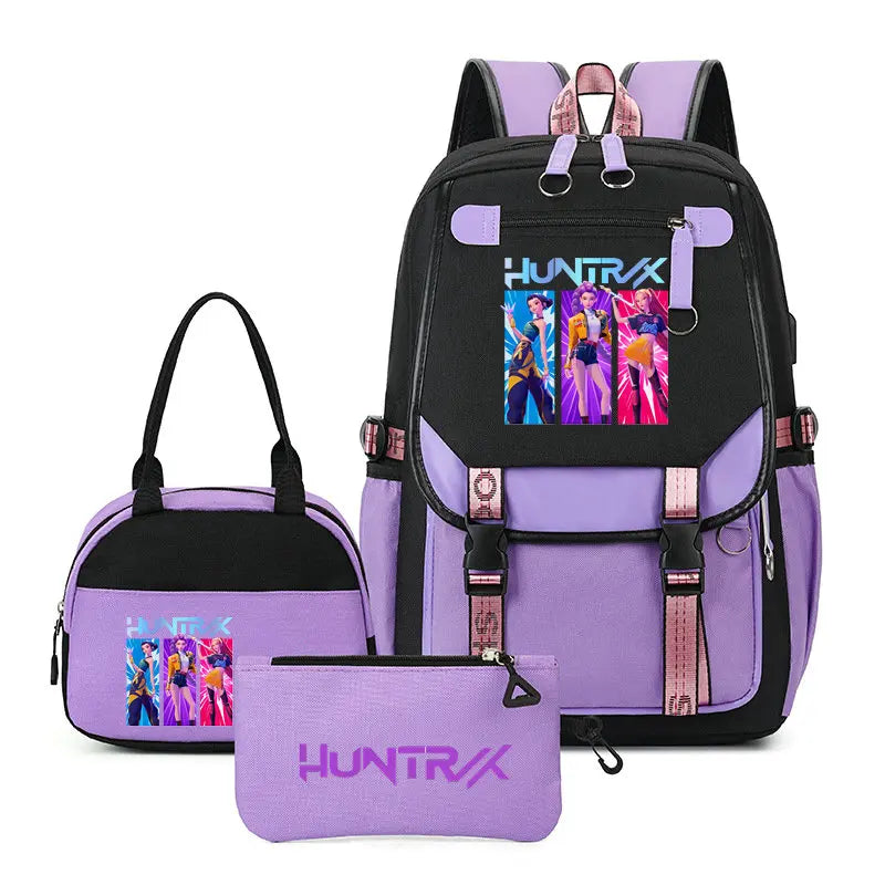 Mochilas Set KPop Demon Hunters Capacity Student School Bag