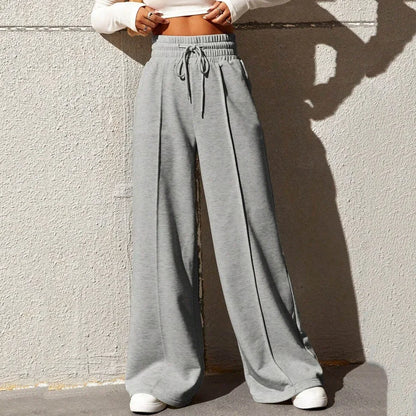 Sports straight tube loose fitting wide leg pants