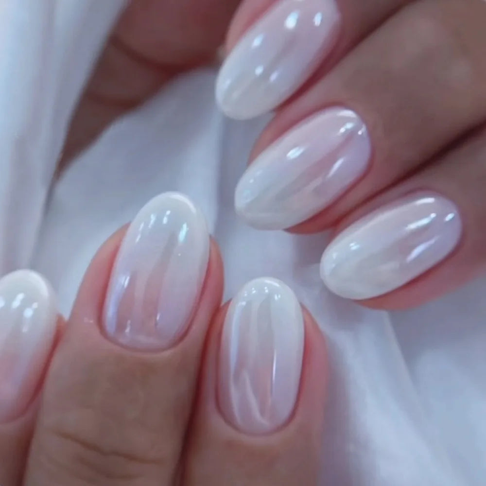24pcs/Box Long Coffin False Nails Art Rose with Glue Wearable Jelly Nails