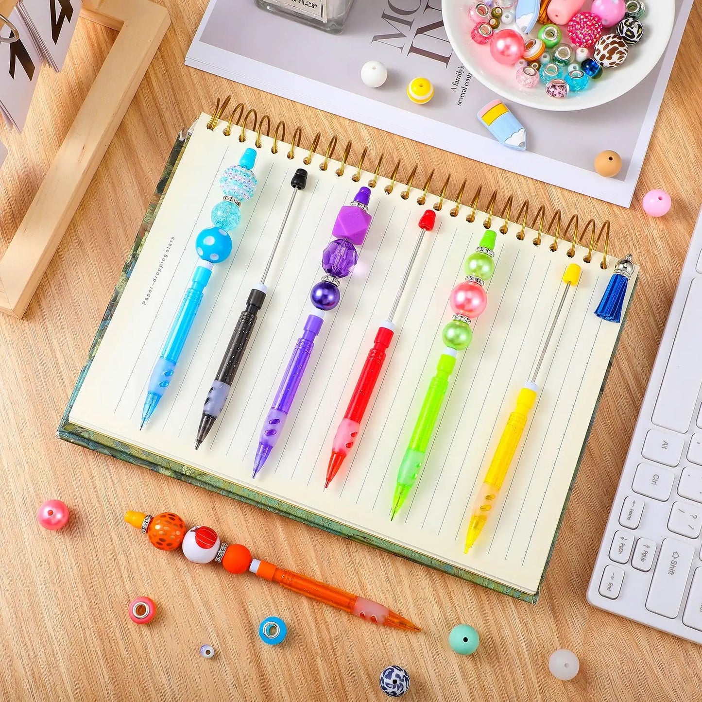 10-100Pcs Beaded Pencil HB Writing Beaded Pencil