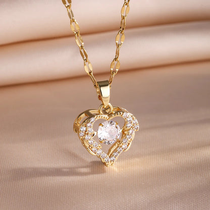 Heart Stainless Steel Zirconia Necklaces