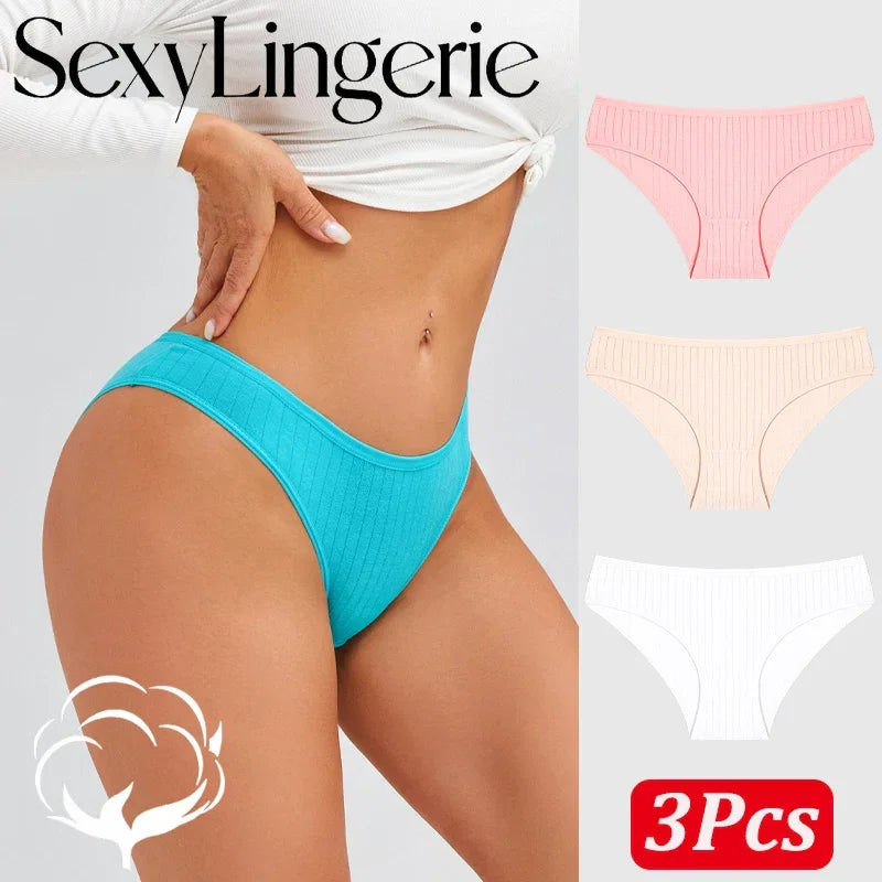 Seamless Cotton Sexy Low Rise Stripes Lingerie