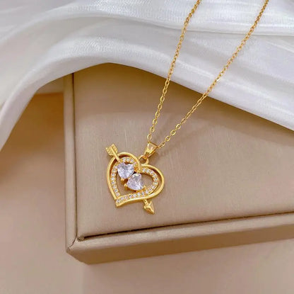 Heart Butterfly Stainless Steel Pendant Necklaces Jewelry
