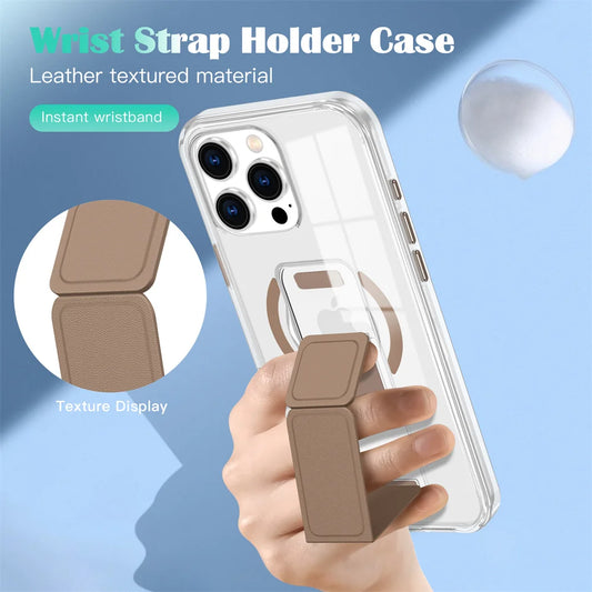 Luxury Folding Wristband Stand Magnetic Phone Case For iPhone Protective Back Cover