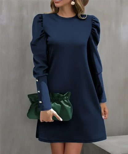 Round Neck Bubble Sleeve Dress