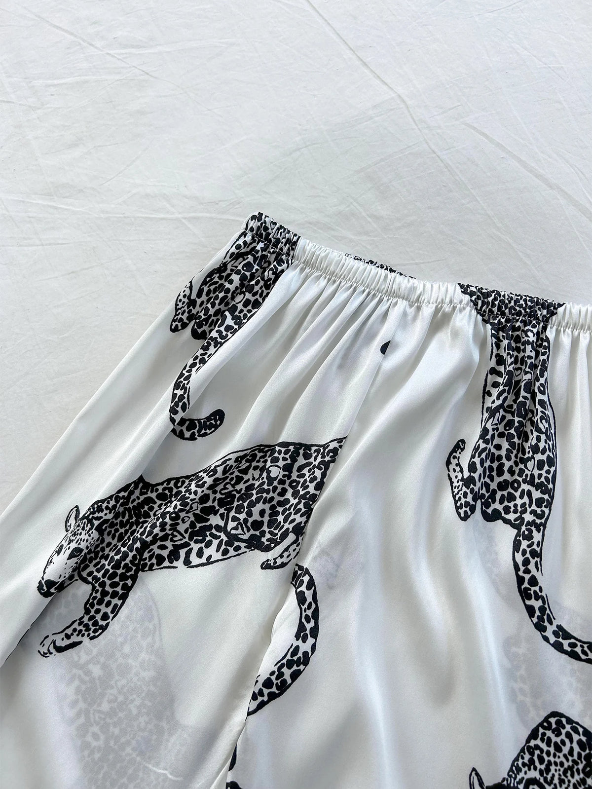V Neck Leopard Print Suspender Long Pants Pajama Set