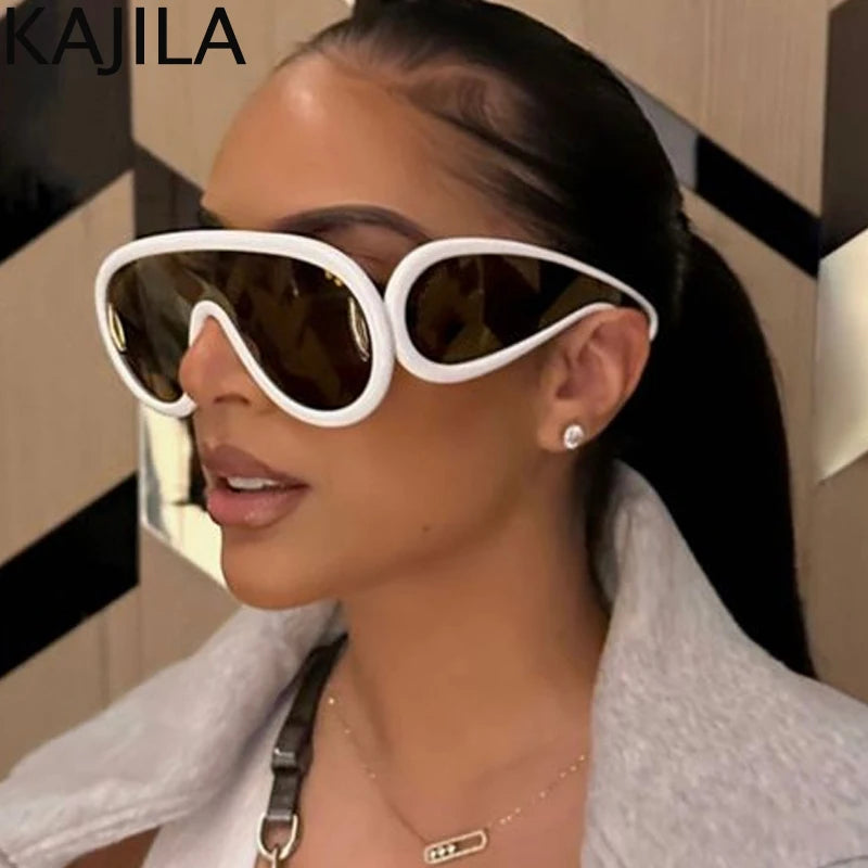 Oversized Wave Mask Luxury Steampunk Sunglasses