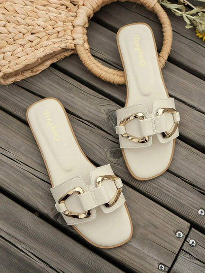 DANA Metal Decor Single Band Flat Sandals