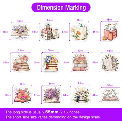 Watercolor Book with Flower Aesthetic Stickers Waterproof