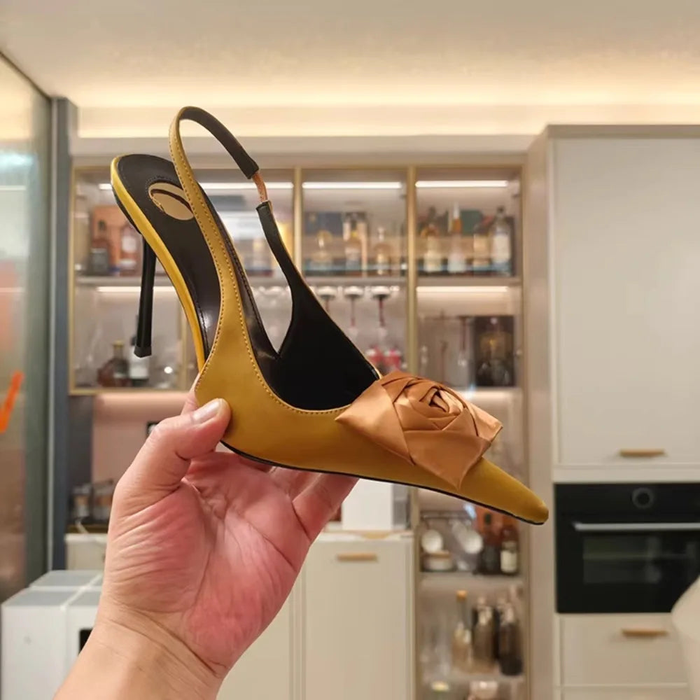 Pointed Flower Stiletto Back Trip Sexy High Heels Sandals