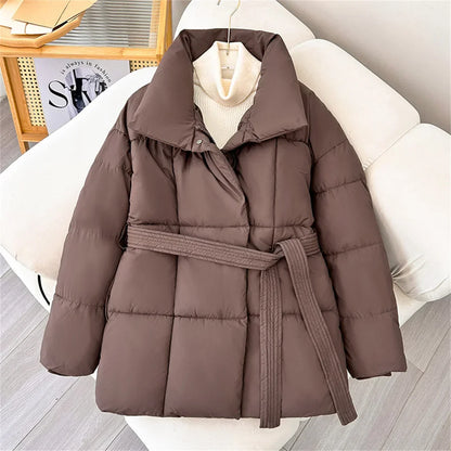 Solid Thick Stand Collar Short Coats