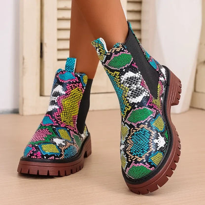 Snake Print Chimney Boots