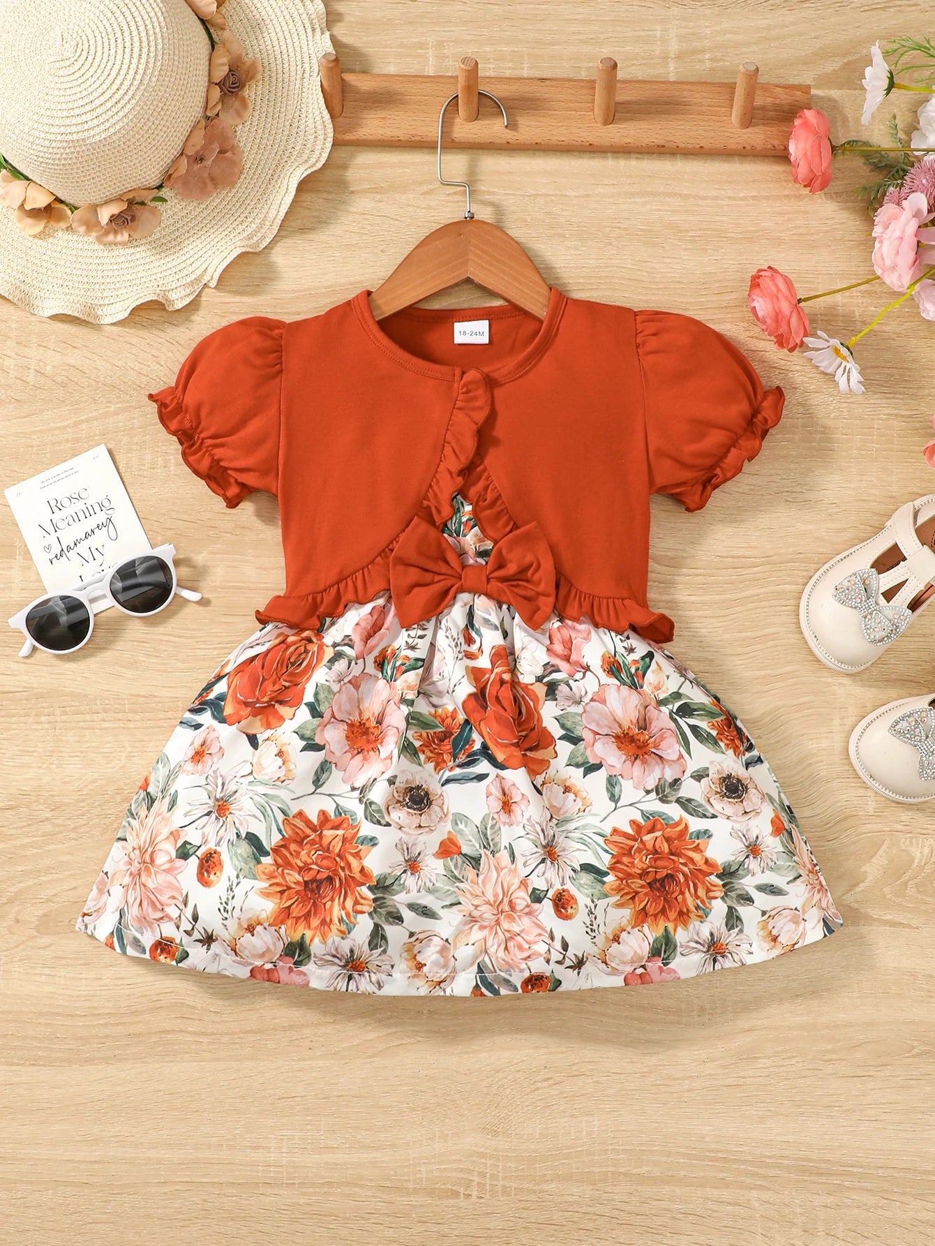Hanging Strap Flower Bow Skirt Dress