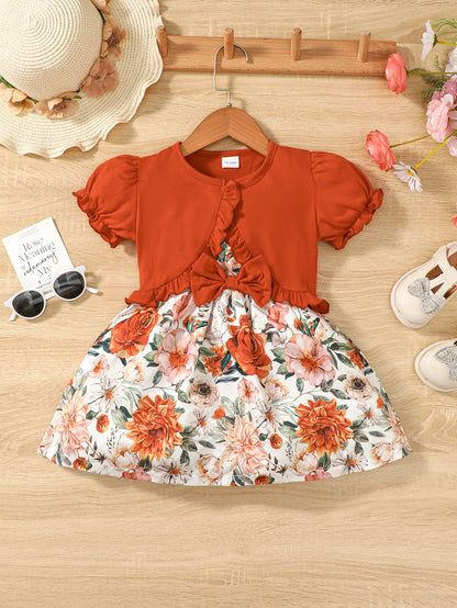 Hanging Strap Flower Bow Skirt Dress