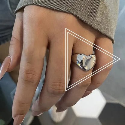 Stainless Steel Irregular Geometric Open Gold Texture Ring