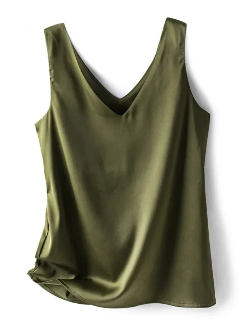 Elegant SILK Satin Sleeveless Blouse