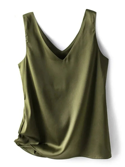 Elegant SILK Satin Sleeveless Blouse
