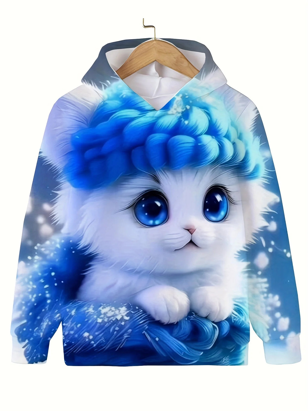 Long Sleeve Cute Cat Print Casual Kid Summer Autumn Hoodies
