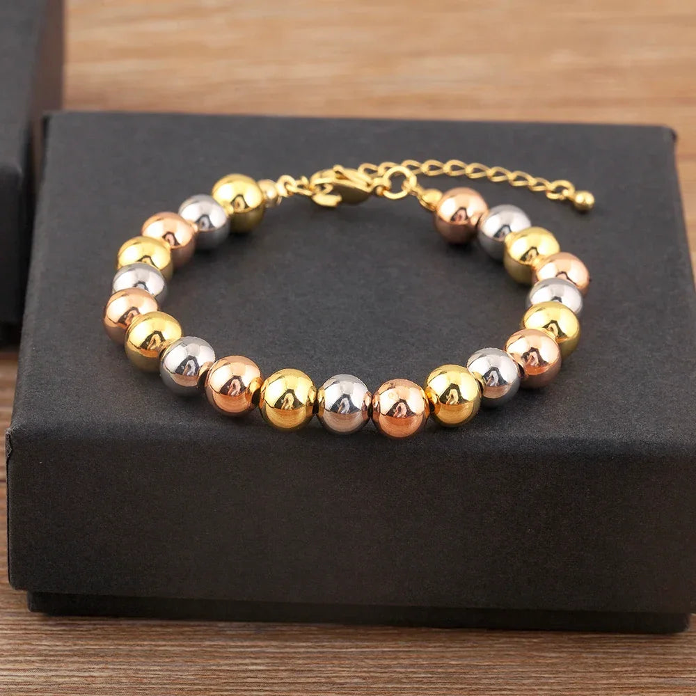 Punk Style Colourful Round Beads Charm Bracelets