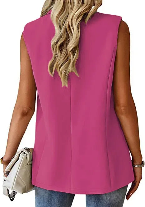 Polo Collar Sleeveless Suit Vest