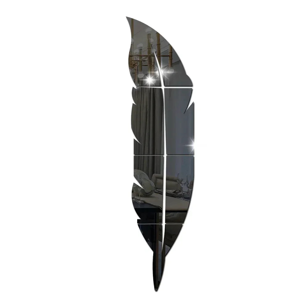 3D Dancing Feathers Mirror Wall Stickers