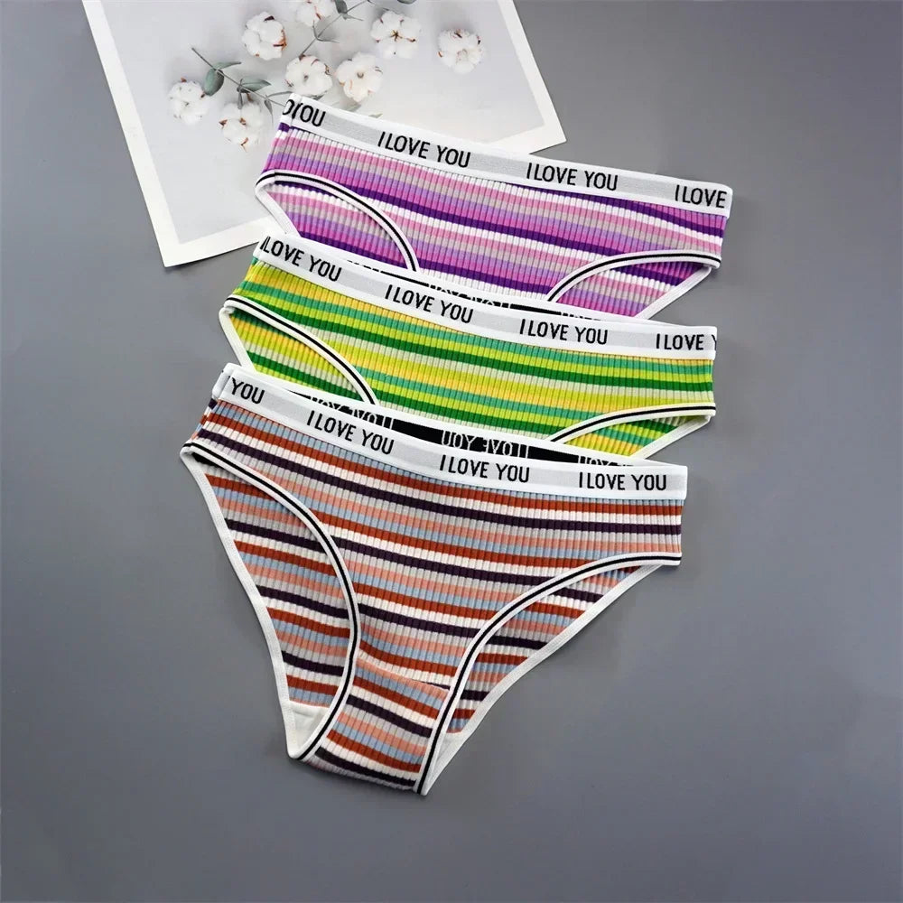 3PCS/Set Letter Printed Cotton Underwear Breathable Comfort Sexy Lingerie