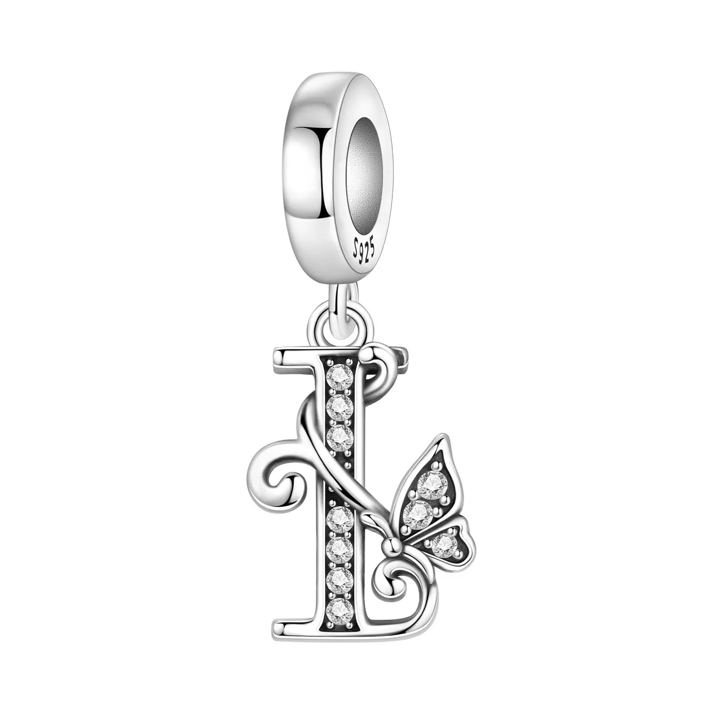 925 Sterling Silver Zircon Butterfly Letter Bracelet