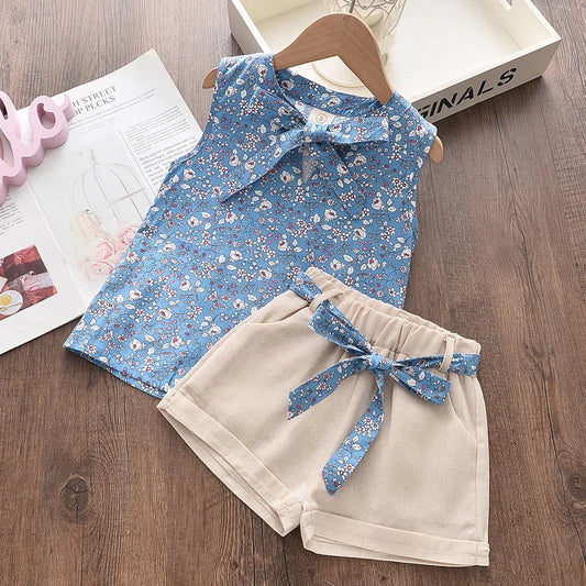 Toddler Baby Girl Floral Blue Blouse T-shirt