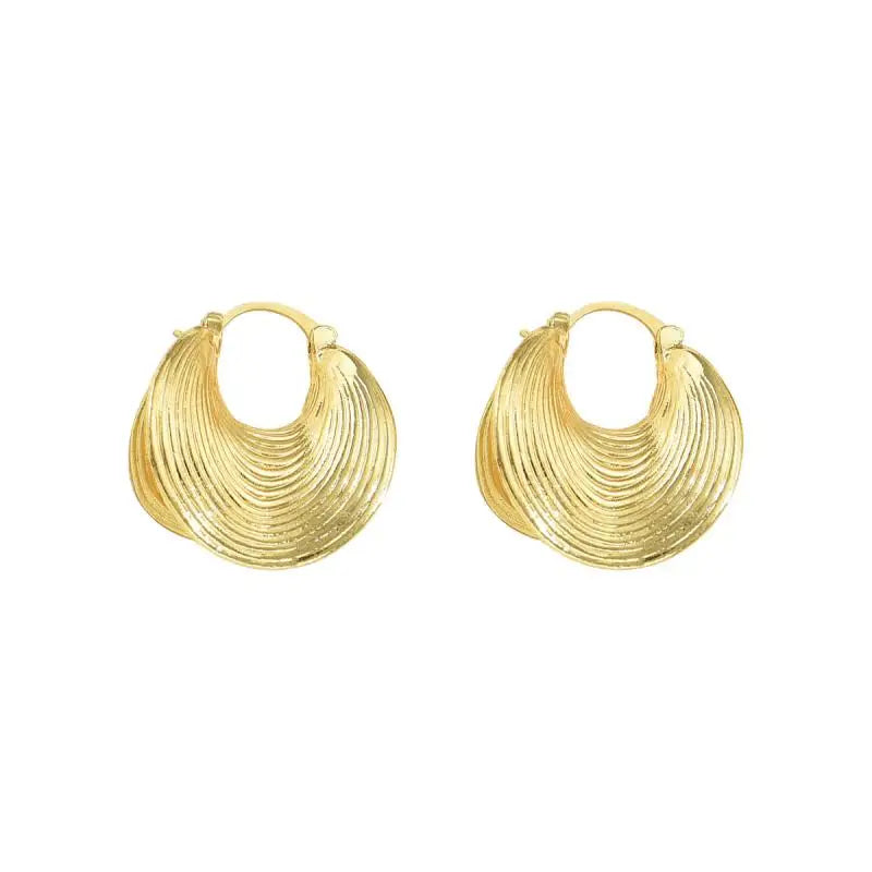 DANA Geometric Striped Large Buckle Earrings