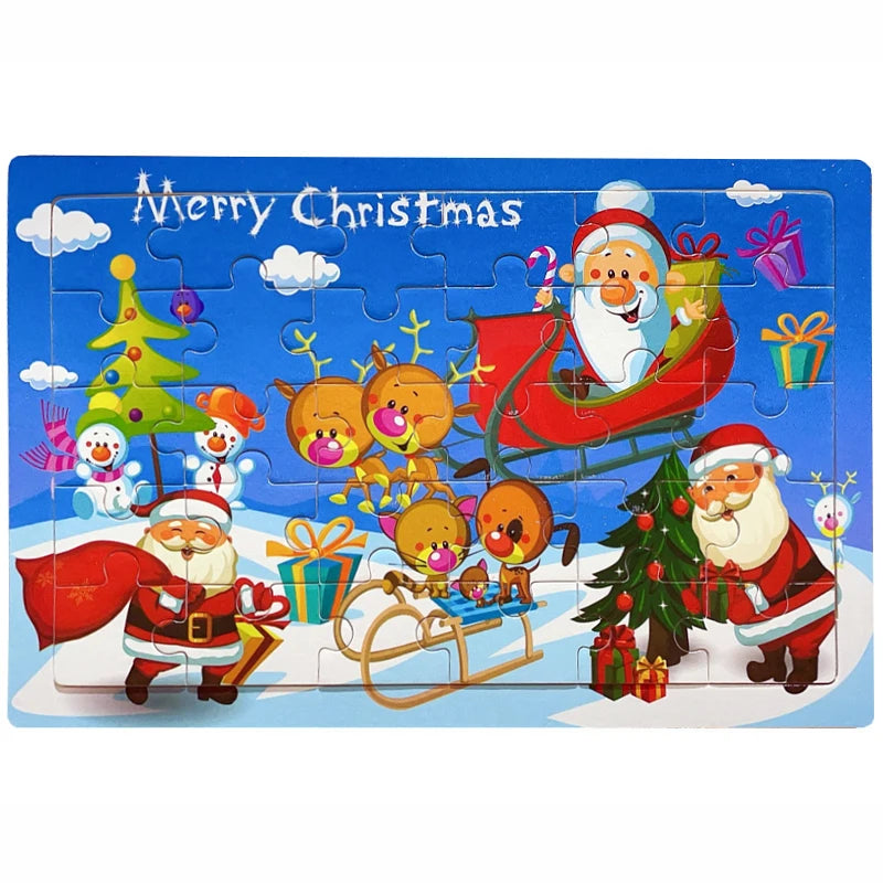 30 Pieces Wooden Jigsaw Puzzle Kids Cartoon Animal Puzzles Toys