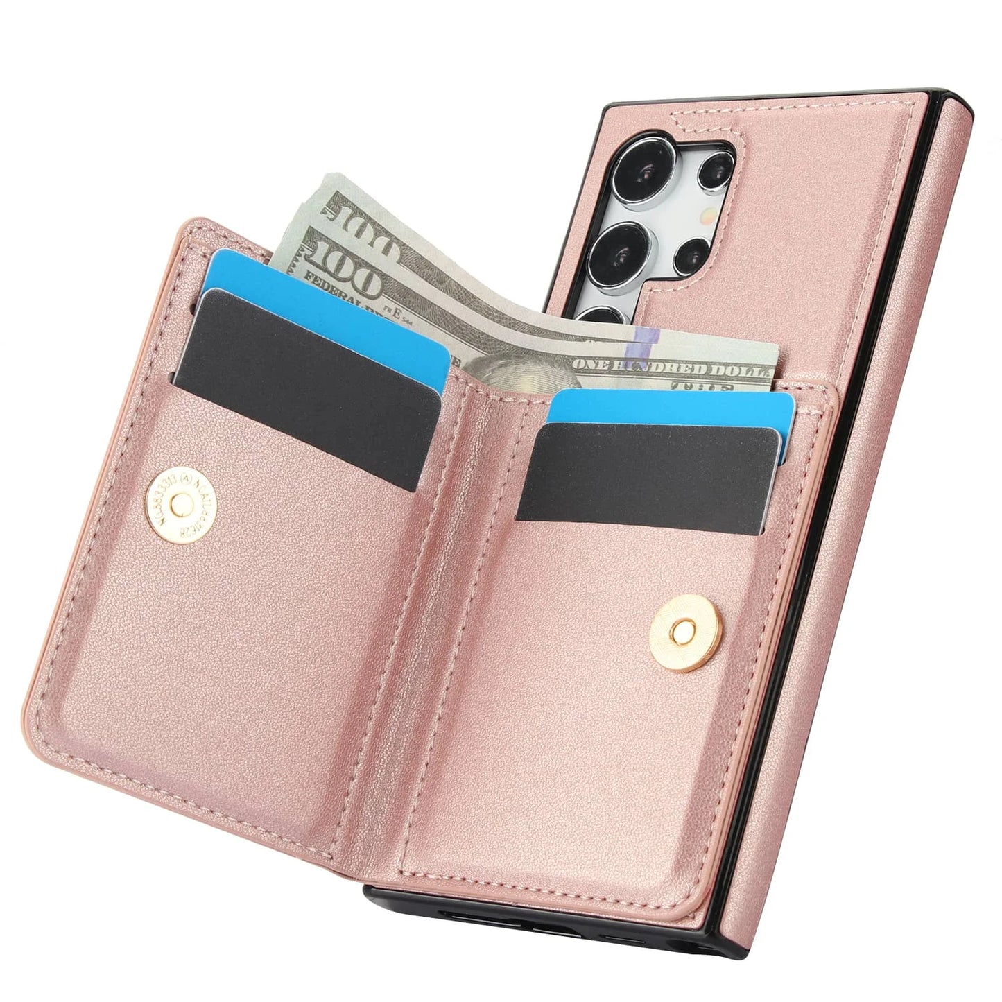 Wallet Case with Card Holder, 360° Rotation Ring