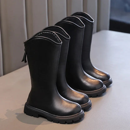 High Korean Style Anti-slippery Keep Warm Versatile Chic Leather Boots