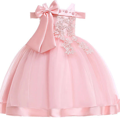 3-10 Years Flower Elegant Wedding Dress