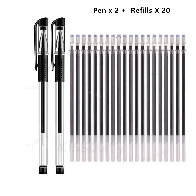 10/12/20/22Pcs Gel Pen Black/Blue ink 0.38/0.5/0.7mm Stationery