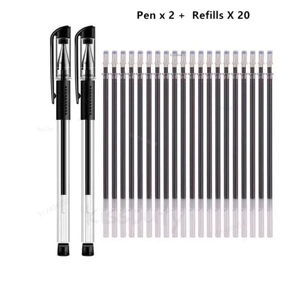 10/12/20/22Pcs Gel Pen Black/Blue ink 0.38/0.5/0.7mm Stationery
