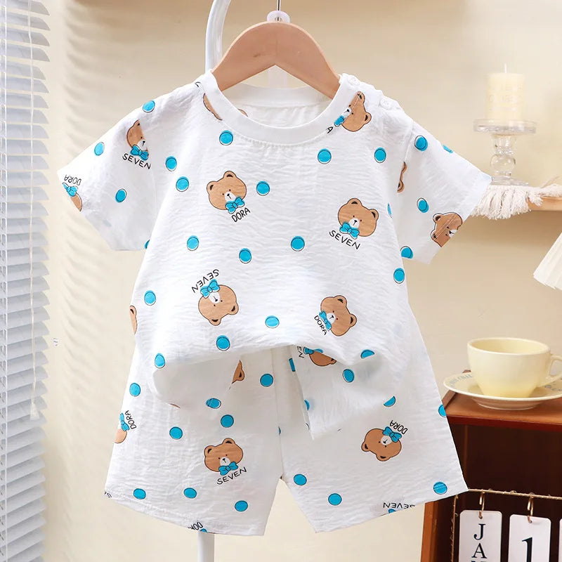 Pajama Soft Solid Color Girls Boys Pajamas Set