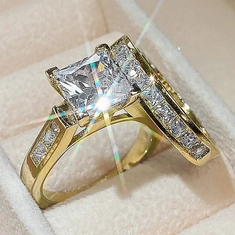 Elegant Bride Brilliant Square Zirconia Luxury Ring Set