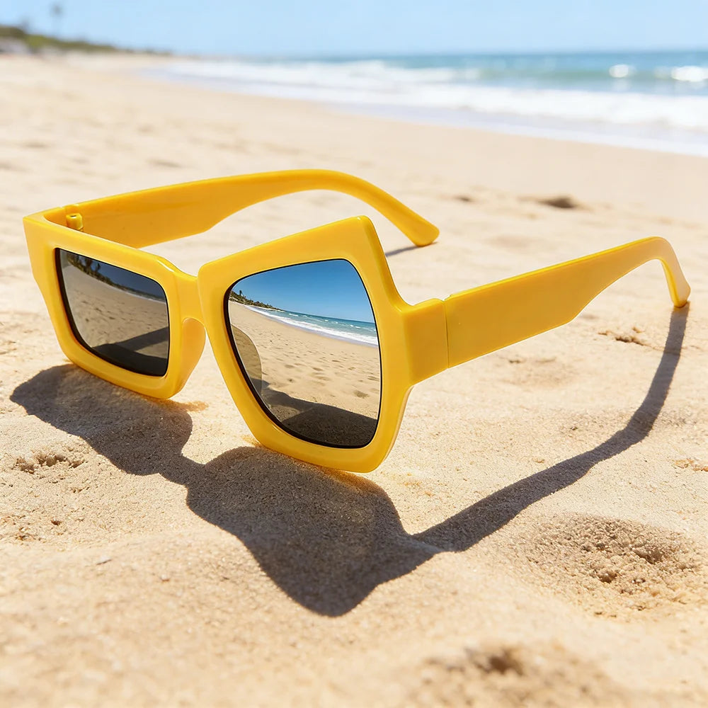 Eyebrow Polygon Vintage Square Sun Glasses