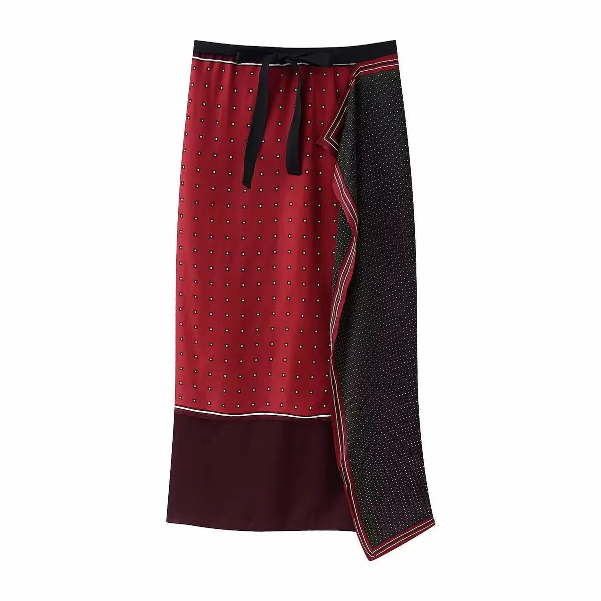 Red Print Straight High Street Waist Lady Elegant Skirt