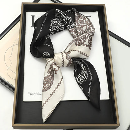 Luxury Silk Square Plaid Satin Scarf