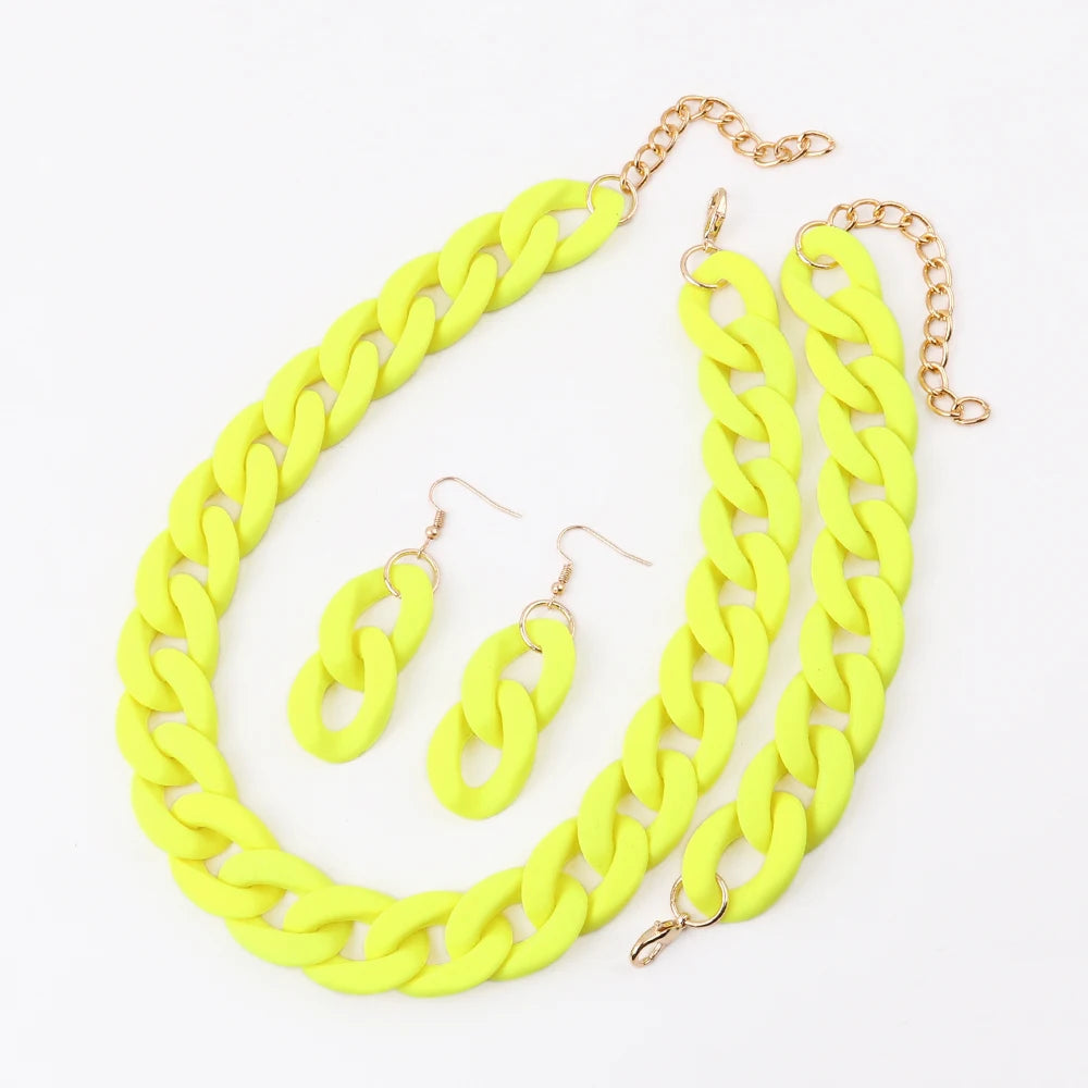 Fish Sheep Acrylic Chunky Chain Choker Necklace