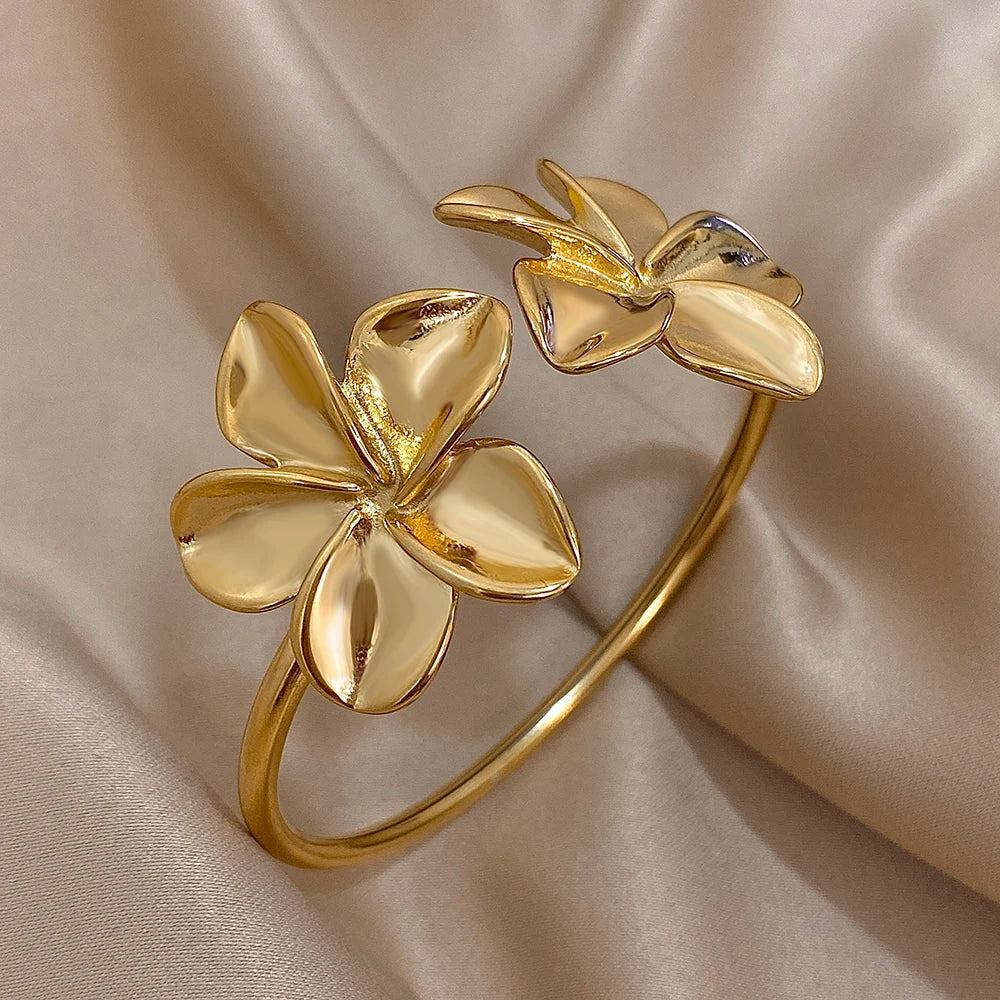 DANA Stainless Steel Flower Cuff Bracelet
