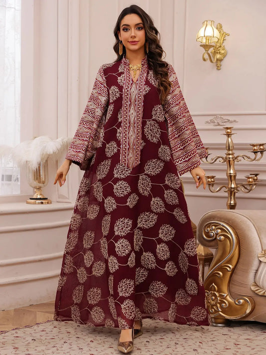 Red Islamic with Gold Detailing Ideal Abayas