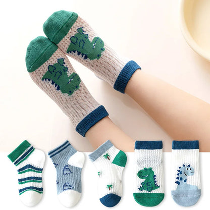 5 Pairs Cotton Cute Cartoon Thin Baby Short Socks